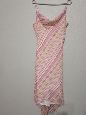 Y2K Studio Y Pink and Yellow Striped Slip Dress